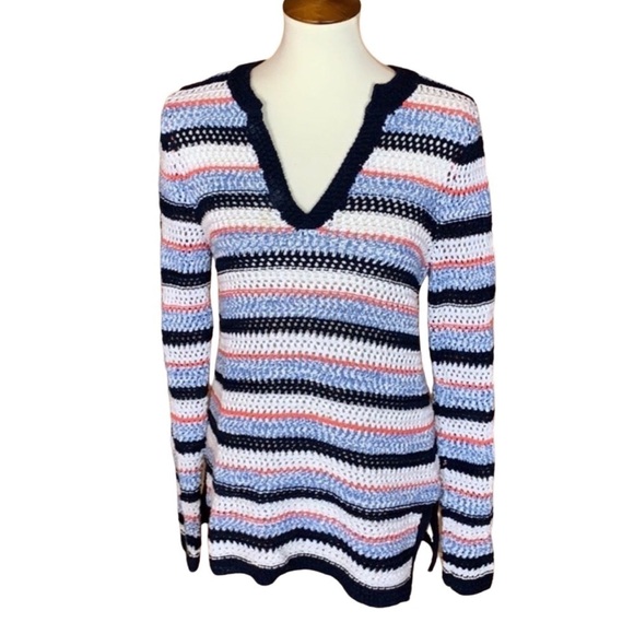 Tommy Hilfiger striped open weave sweater Size Medium - Picture 1 of 9